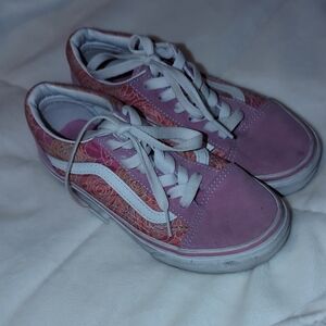Pink and White Sneakers with Floral Design